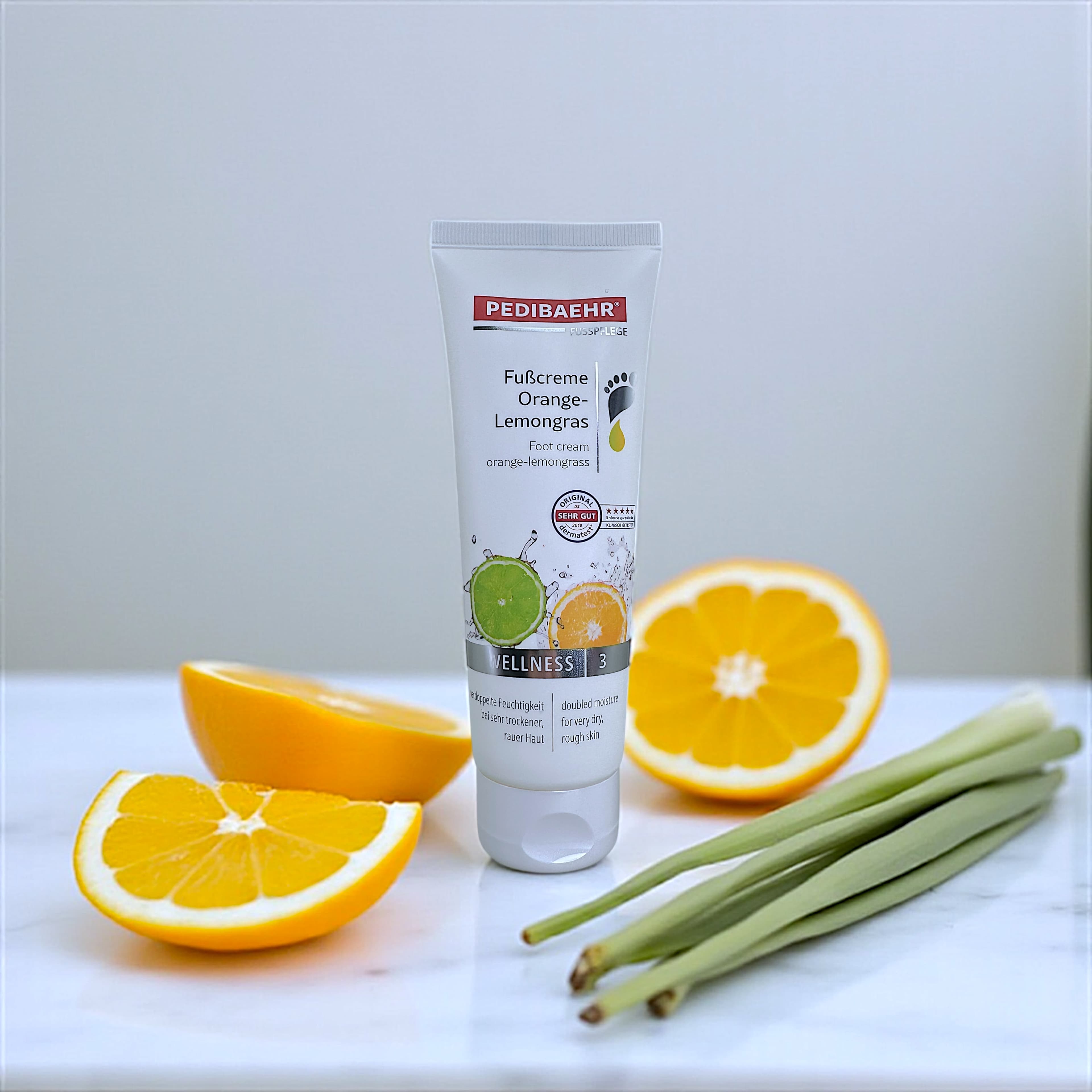 BAEHR Crema piedi con arancia e lime (Orange-Lemongras Fußcreme), 125 ml