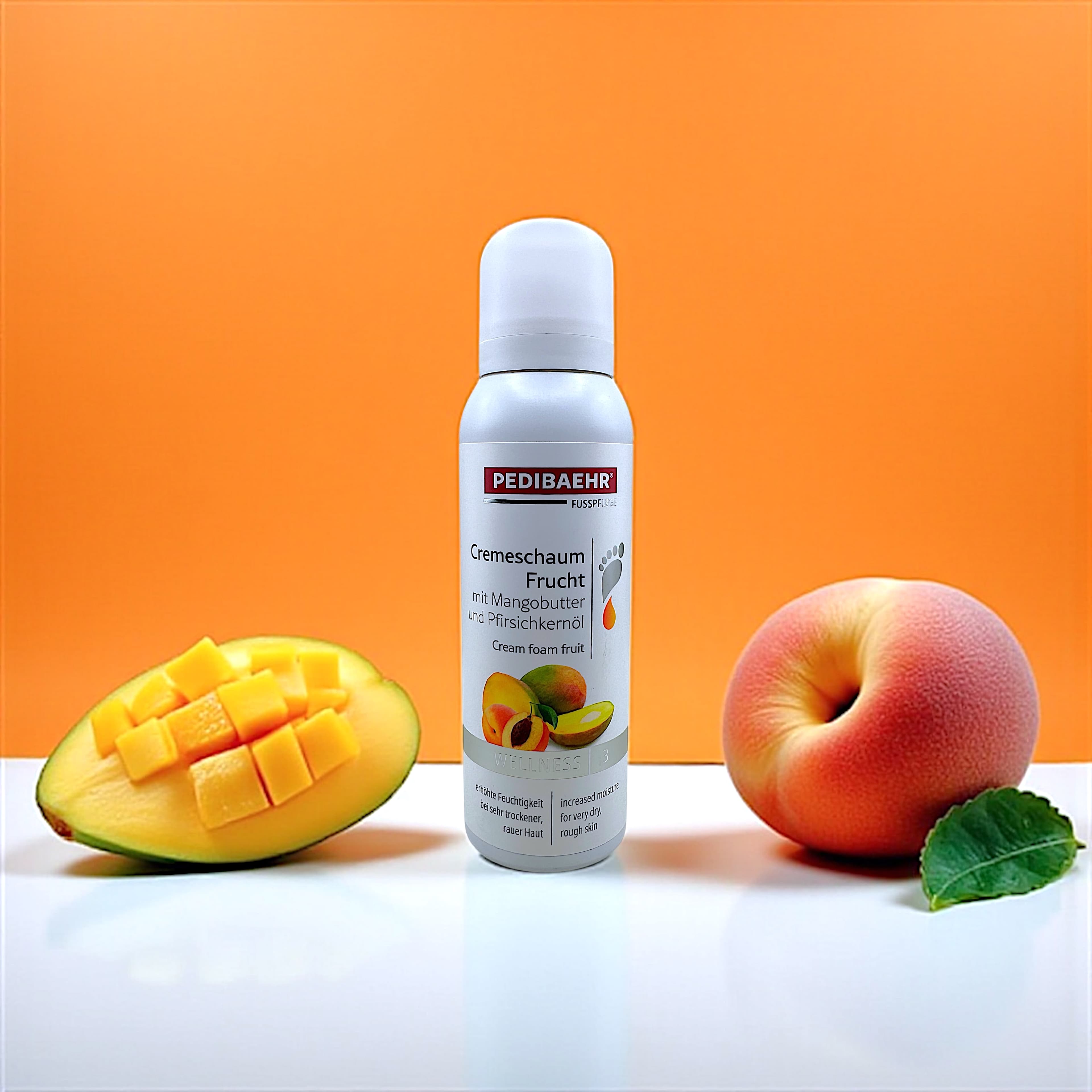 BAEHR Crema-schiuma fruttata per piedi con olio di mango e pesca, 125 ml