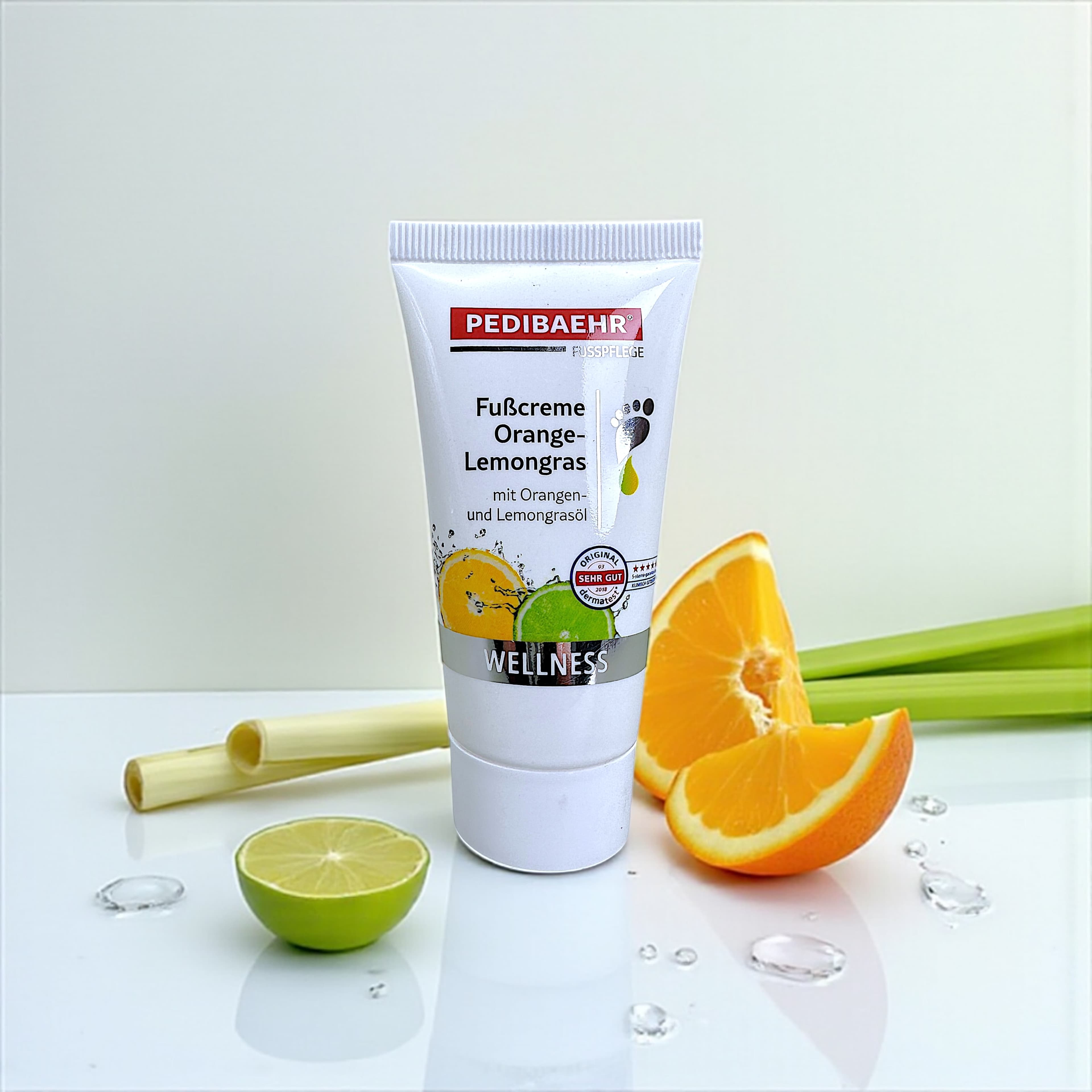 BAEHR Crema piedi con arancia e lime (Orange-Lemongras Fußcreme), 30 ml