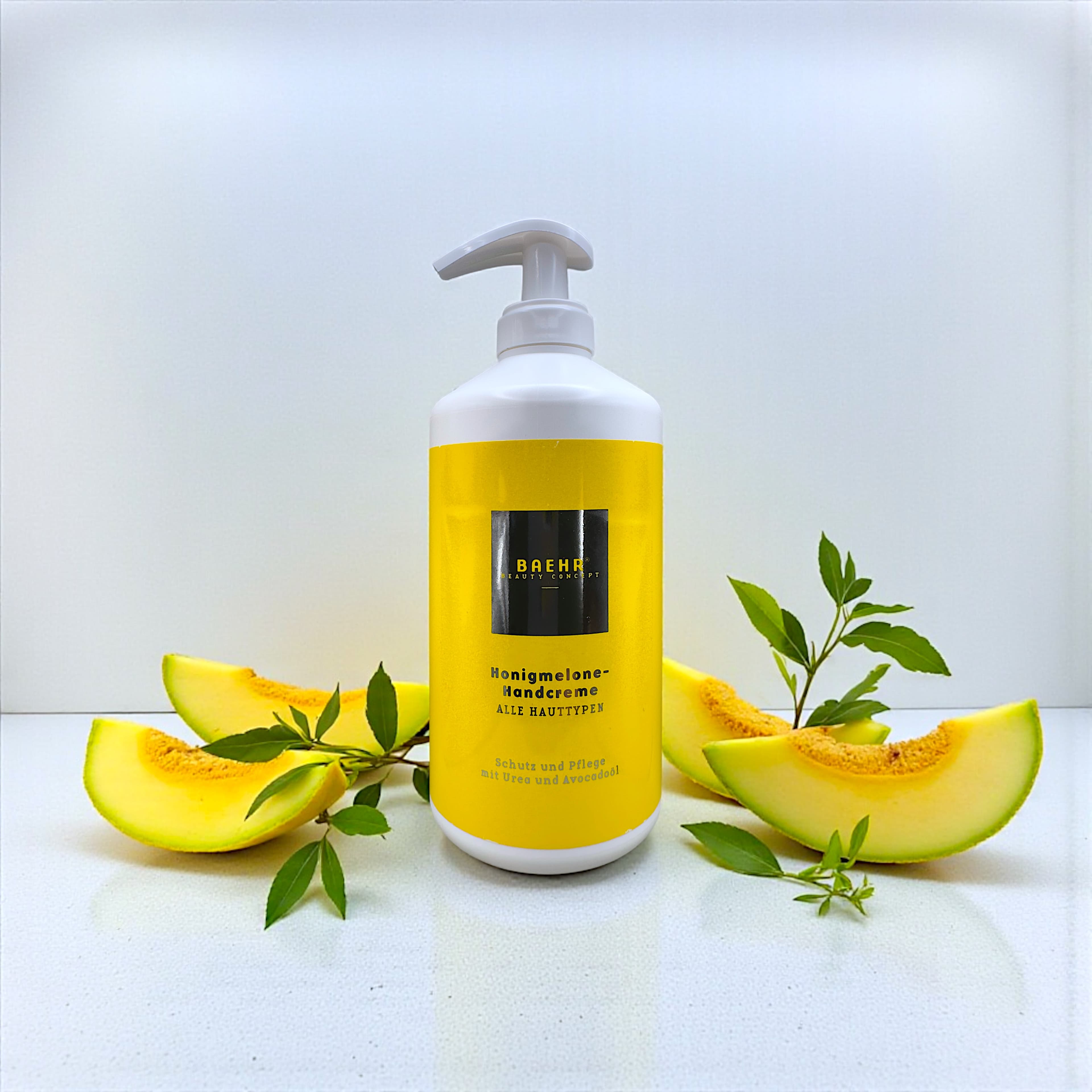 BAEHR Crema mani al melone miele con olio di avocado e urea (HONIGMELONE-HANDCREME), 500 ml