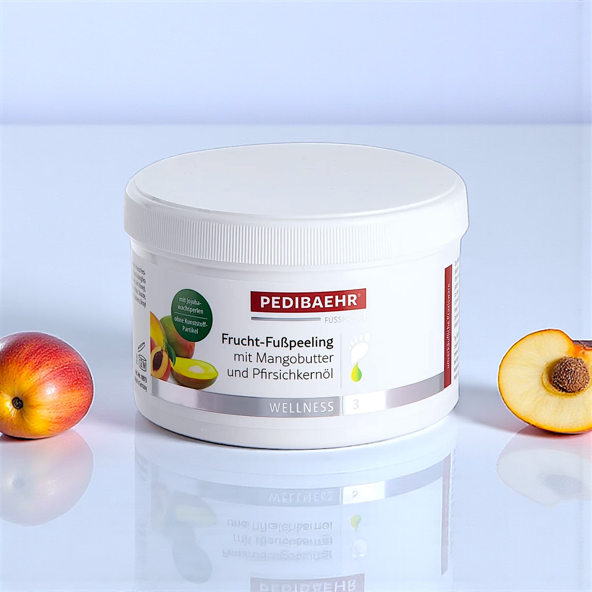 PEDIBAEHR Scrub piedi alla frutta con burro di mango e olio di nocciolo di pesca (FRUCHT-FUSSPEELING), 450 ml